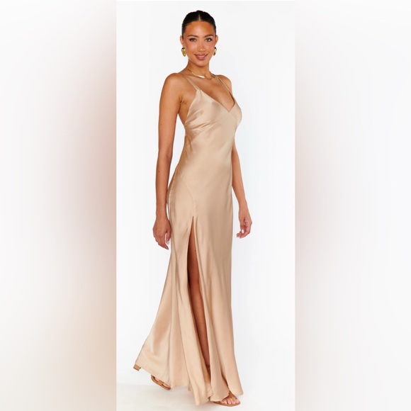 Show Me Your MuMu Dresses & Skirts - Show Me Your MuMu Champagne Anderson Satin Maxi Dress Size Small